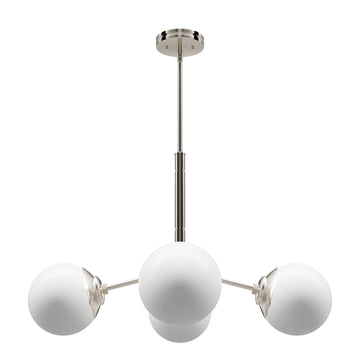 4 Light Hepburn Chandelier Lighting Hunter Brushed Nickel - Cased White 