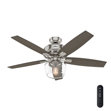 52 inch Bennett with Light Ceiling Fans Hunter Brushed Nickel - Light Gray Oak 