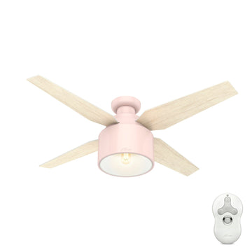 52 inch Cranbrook Low Profile with Light Ceiling Fans Hunter Blush Pink - Bleached Oak 