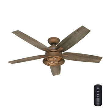 52 inch Hampshire with LED Light Ceiling Fans Hunter Weathered Copper - Grey Pine 