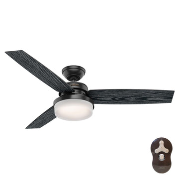 52 inch Sentinel with LED Light Ceiling Fans Hunter Matte Black - Salted Black 