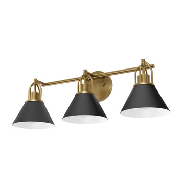 Carrington Isle 3 Light Medium 27 Inch Vanity Lighting Hunter Matte Black - Luxe Gold 