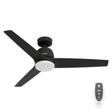 Malden Jasmine Roth Indoor 52inch with LED and Remote Ceiling Fans Hunter Matte Black - Matte Black 