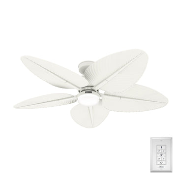 Tropic View Outdoor with LED Light 52 inch with Wall Control Ceiling Fans Hunter Matte White - Matte White 